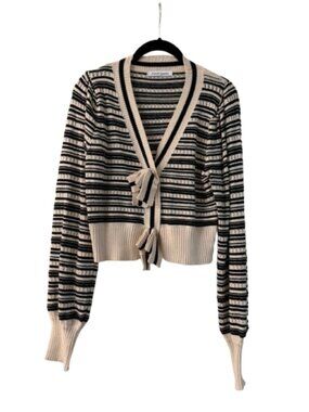 French Quarter Boutique Purchased Striped Bow Cardigan Sweater Size Medium